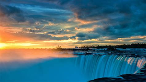 Lever Du Soleil Cascade Ciel Eau Nature Niagara Horizon Chutes