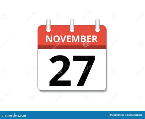 November 27th Calendar Icon Vector Concept Of Schedule Business And