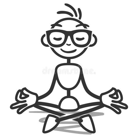 Stickman Yoga Lotus Meditating Vector Stick Figure Illustration