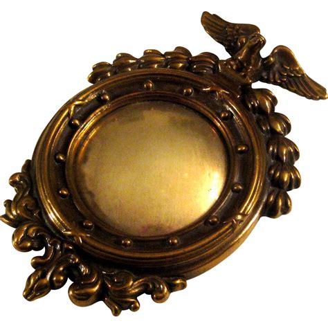 Vintage Bronze Clad Federal Style Bulls Eye Mirror Circa 1940 From