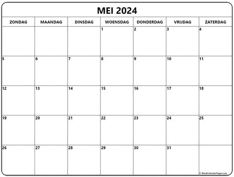 Mei 2024 Kalender Nederlandse Kalender Mei