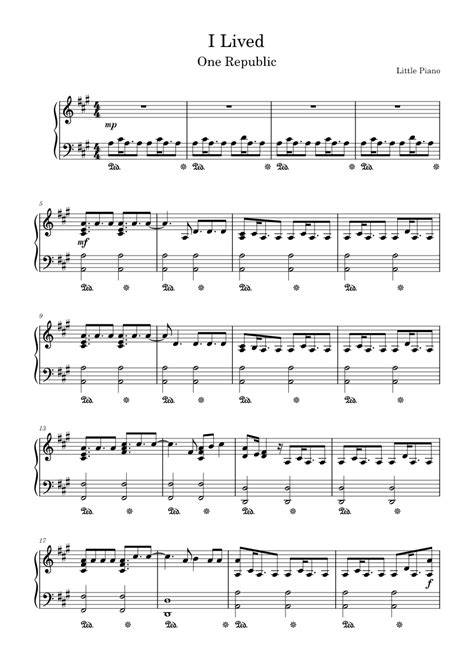 Ilived Sheet Music For Piano Solo