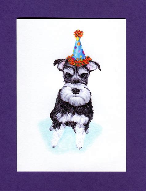 Schnauzer Card Dog Birthday Party Invitation 5x7 Art Print 499