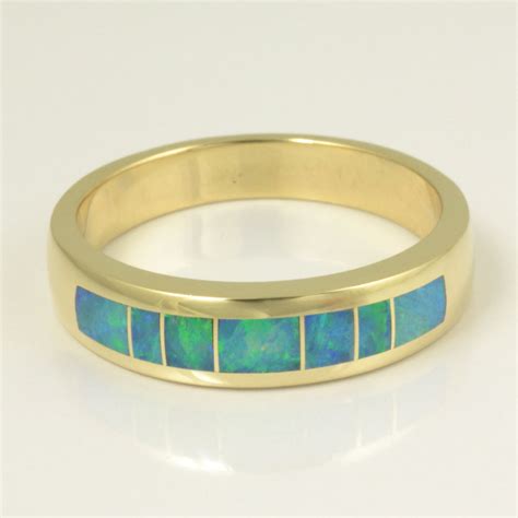 Australian Opal Inlay Ring In 14k Yellow Gold The Hileman Collection