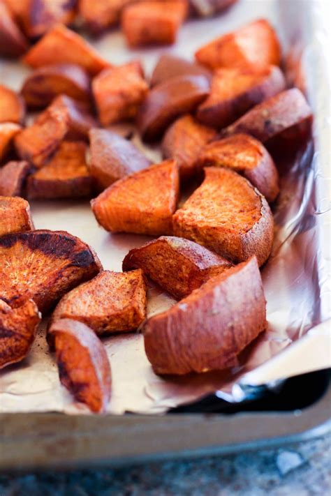 Simple Cinnamon Maple Roasted Sweet Potatoes