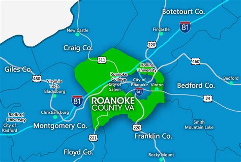 Roanoke Virginia Area Map Virginia Map