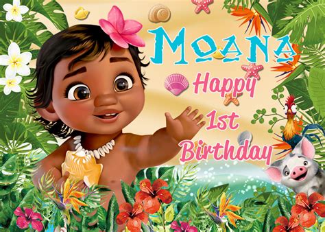 Disney Moana Personalised Birthday Party Supplies Banner Backdrop