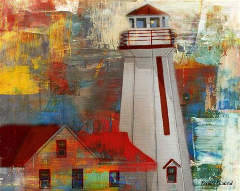 Campbellton Lighthouse Abstract Painting By Barbie Guitard