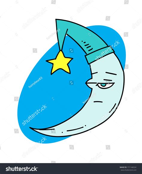 Sleepy Moon Cartoon Hand Drawn Image Stock Illustration 771146524