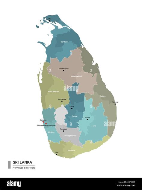 Sri Lanka Higt Detailed Map With Subdivisions Administrative Map Of