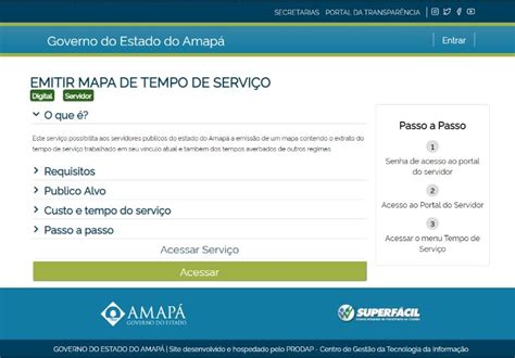 portal governo do amapá mapa de tempo de serviço pode ser emitido através de plataformas do