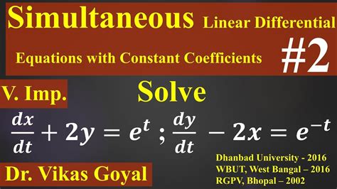 Simultaneous Linear Differential Equations 2 With Constant