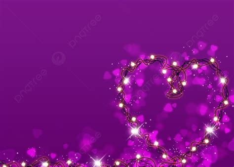 Purple Heart Shaped Wire Lantern Valentines Day Light Effect Background