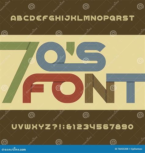 Retro Stripe Alphabet Vector Font Funky Type Letters Numbers And