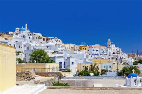 Traditional White Architecture Village On The Center Of Santorini