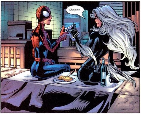 Spiderman And Blackcat Kissing In Bed
