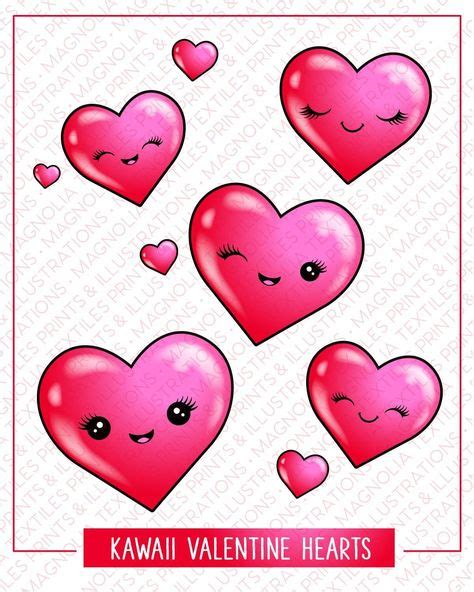 Cute Kawaii Valentine Hearts Printable Kawaii Hearts Artwork Download