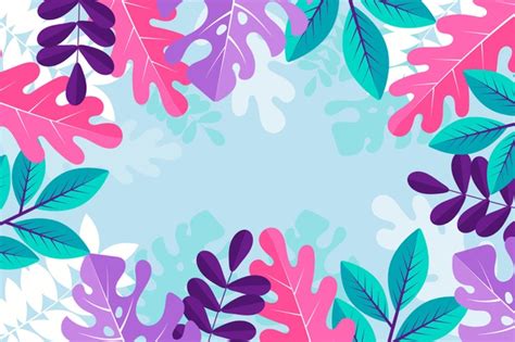 Colorful Summer Wallpaper With Leaves Free Vector