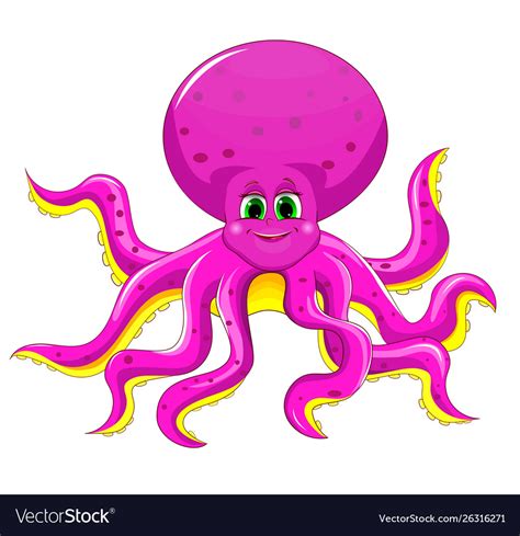 Joyful Pink Octopus Royalty Free Vector Image Vectorstock