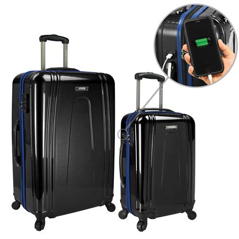 Ez Charge Smart Carry On Luggage Lightweight Usb Charging Spinner