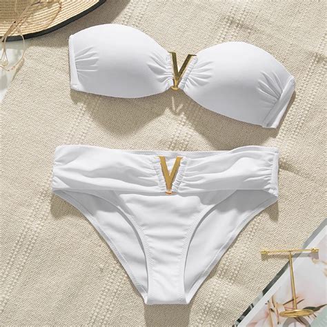 White Push Up Woman Swimsuit 2020 New Summer Beach Sexy Bikini Set Solid Swimming Suit For Women