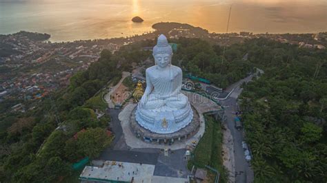 Aerial View Phuket Big Buddha In Sunset Stock Photo Image Of Mountain