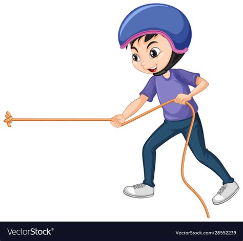 Boy Pulling Rope On Isolated Background Royalty Free Vector