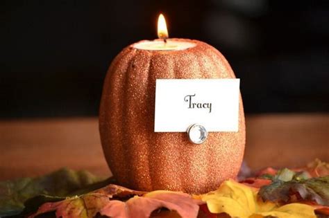 At your doorstep faster than ever. Glittered Pumpkin Place Card Holder - Infarrantly Creative