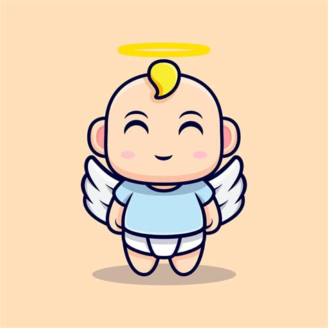 Cute Baby Angel Have Wings Flat Icon Character Illustration 5054582