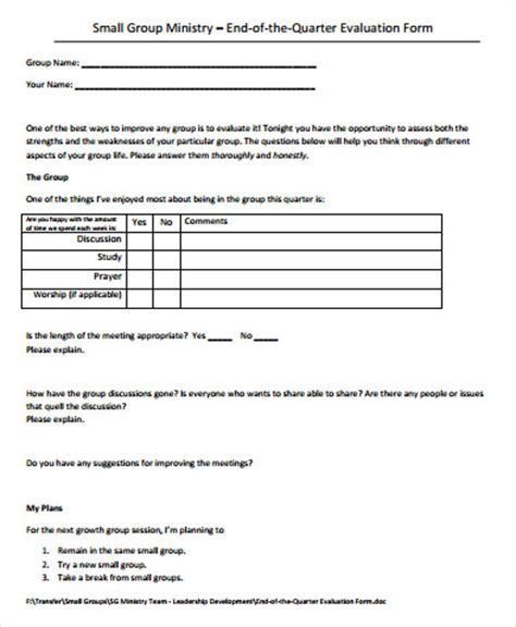 Free 18 Group Evaluation Form Samples And Templates In Ms Word Pdf