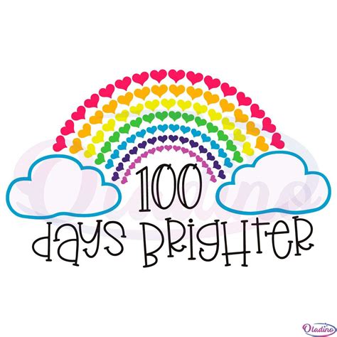 teacher 100 days brighter svg digital file 100 days of school