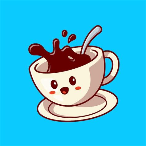 Free Vector Cute Happy Coffee Cup Cartoon Vector Icon Illustration