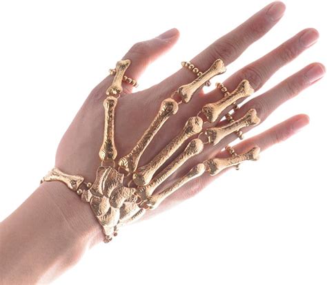 Amosfun Golden Alloy Skull Fingers Skeleton Ring Wristband Skull Finger