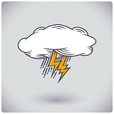 Premium Vector Cloud With Lightning Drawing