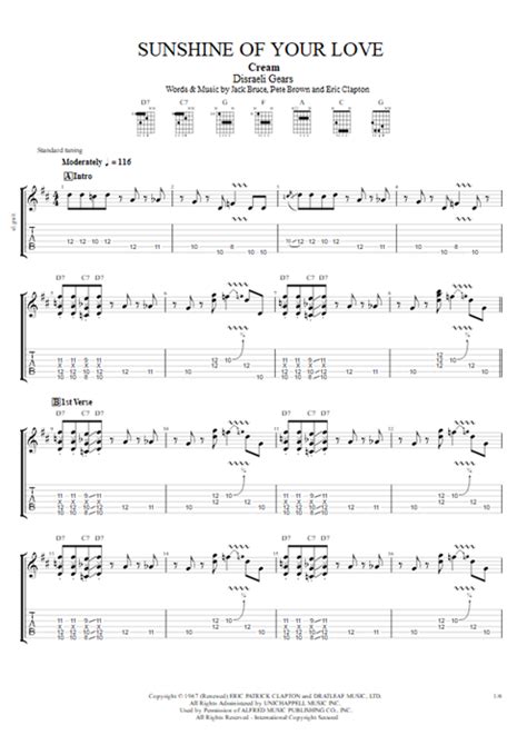 Sunshine Of Your Love Tab By Cream Guitar Pro Guitars Bass