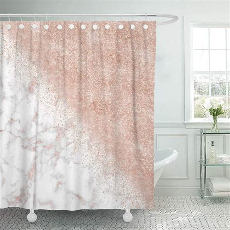 Suttom Pink Blush Elegant Faux Rose Gold Confetti White Marble Shower