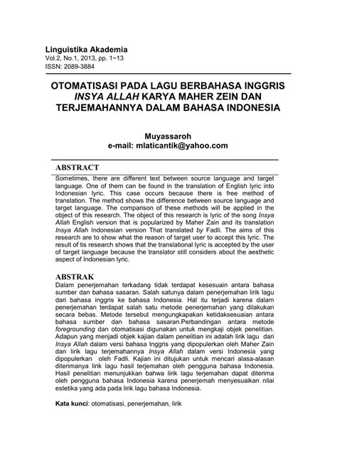 Jurnal ini juga harus terindeks oleh database internasional seperti microsoft academic search, scopus, web of science, dan scholarlyoa. Jurnal Dalam Bahasa Inggris Dan Terjemahannya : Jurnal ...