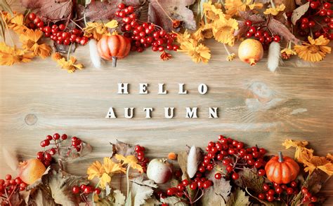 Autumn Background With Hello Autumn Letters And Autumn