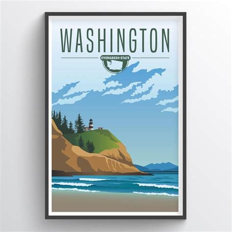 Washington State Print Washington State Map Minimalist Art