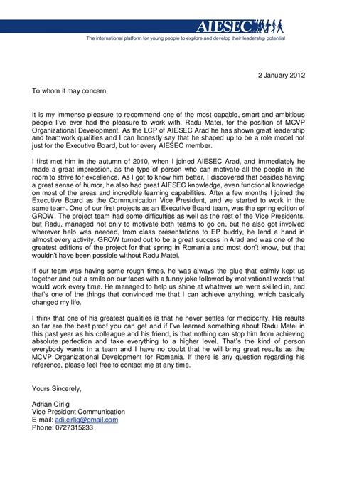 Example of a motivation letter. Letter of recommendation from adrian cirlig