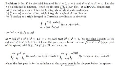 Integration Triple Integral In Cylindrical Coordinates Question