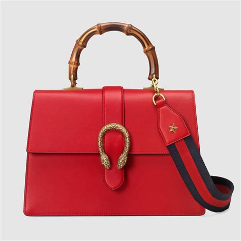 Gucci Dionysus Leather Top Handle Bag In Red Lyst