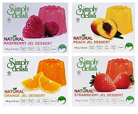 simply delish sugar free gluten free natural jel dessert 4 flavor variety bundle 1 each
