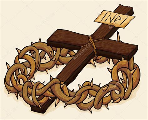 Crown Of Thorns And Cross Vector Illustration — Stock Vector © Penwin