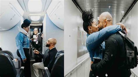 Man Surprises Girlfriend With Proposal During Flight Pics Of Inflight Love Story Win Hearts