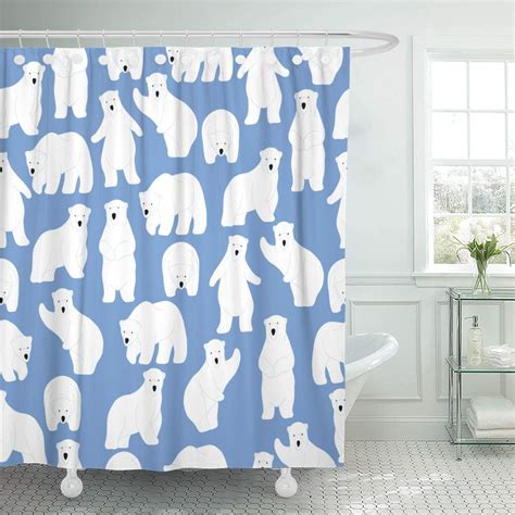 ›pop polar bear bathroom decor shower curtain set 60x72 inch. CYNLON Blue Graphic Polar Bear Pattern Cute Silhouette ...