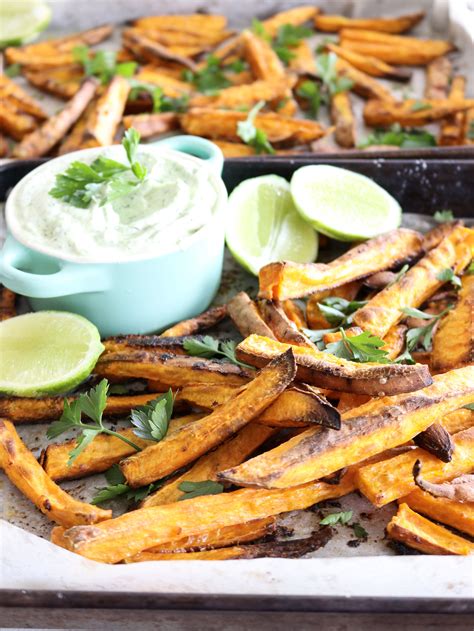 Baked sweet potato fries are one of the dishes we have on a weekly basis. crunchy sweet potato fries w' zesty dipping sauce - my ...