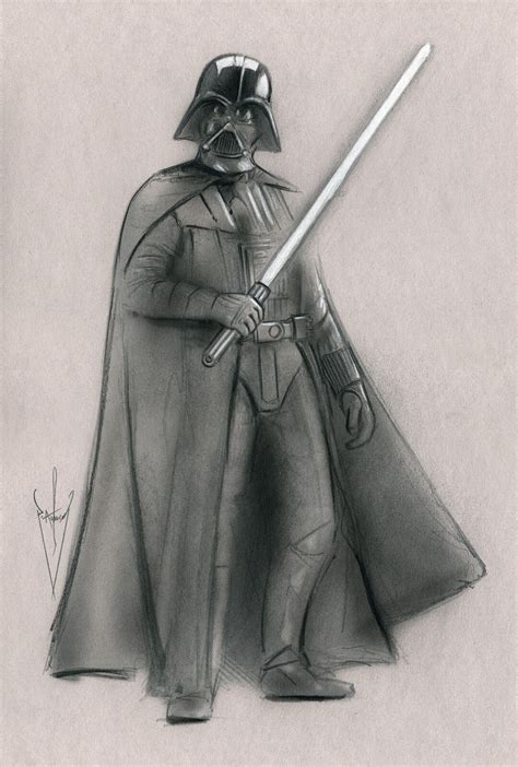 Darth Vader Drawing 12 X 18 Star Wars Art Jedisith Pencilairbrushmarker Ebay