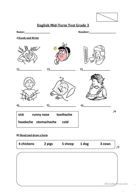 Grade 3 Test English Esl Worksheets For Distance