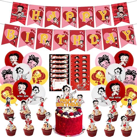 Betty Boop Theme Birthday Party Decorations Pcs Betty Boop Party Supplies Set Include Banner